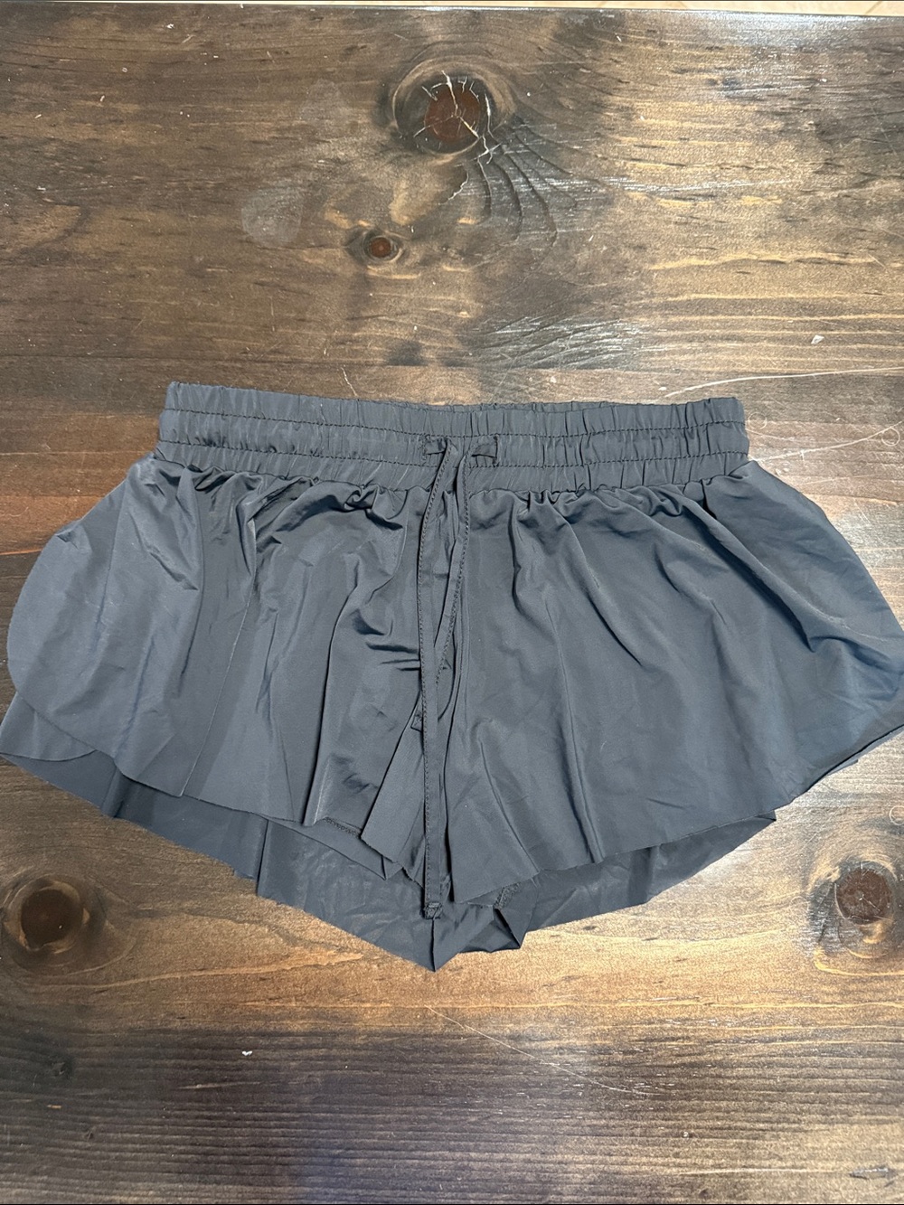 Women's Black Ruffle Skort with Drawstring Waist